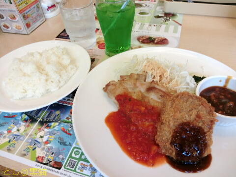 平日日替わりランチ チキントマトソース＆メンチカツ＆麻婆茄子♪