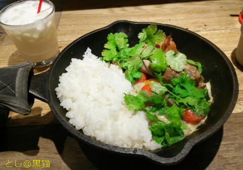 キャンプエクスプレス 三色トマトとパクチーのタイ風グリーン カレー