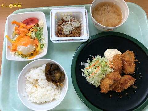 社畜食堂 牡蠣フライ定食 納豆 サラダ付き