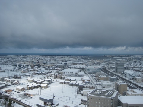 石川県庁展望フロア 金沢の雪景色