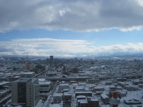 石川県庁展望フロア 金沢の雪景色