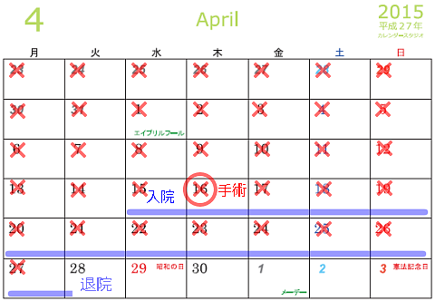 入院カレンダー