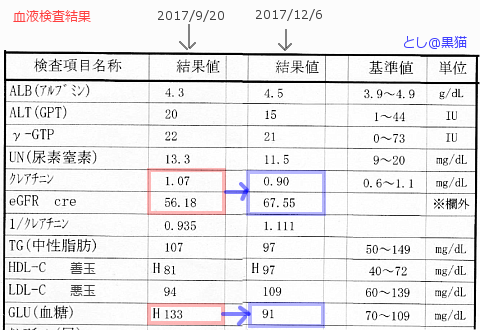 血液検査・尿検査の結果