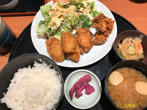 さかなや道場 牡蠣フライ＆唐揚げ定食